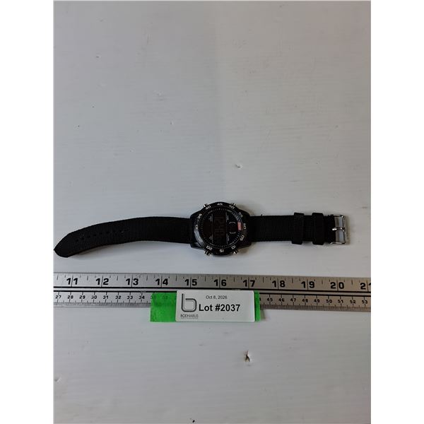 Coleman Black Digital Watch, Black Nylon Band Working