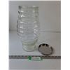 Image 1 : Clear Glass Vintage Jar 13 1/4" Tall, Ribbed Style with Lid