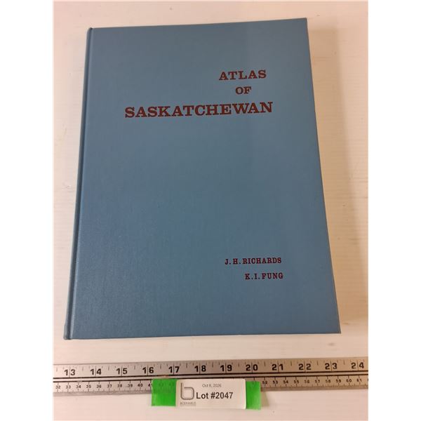 Atlas of Saskatchewan 13 1/2" x 10" Blue Hardcover, Vintage One Ripped Page