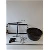Image 1 : Overhead Garage Storage Rack, Cordless Screwdriver and Charging Cord Tested Works, Large Metal Pot