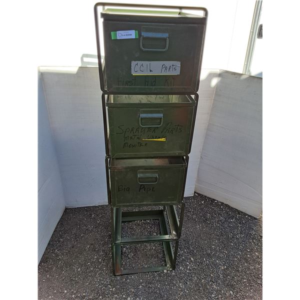 **(6) Industrial Metal Storage Bins With Individual Stacking Frames 24 1/4"x16 3/4"x 12 3/4" No Ship