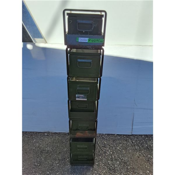 **(7) Industrial Metal Storage Bins With Individual Stacking Frames 19" x 10 3/4" x 9 1/8" No Shippi