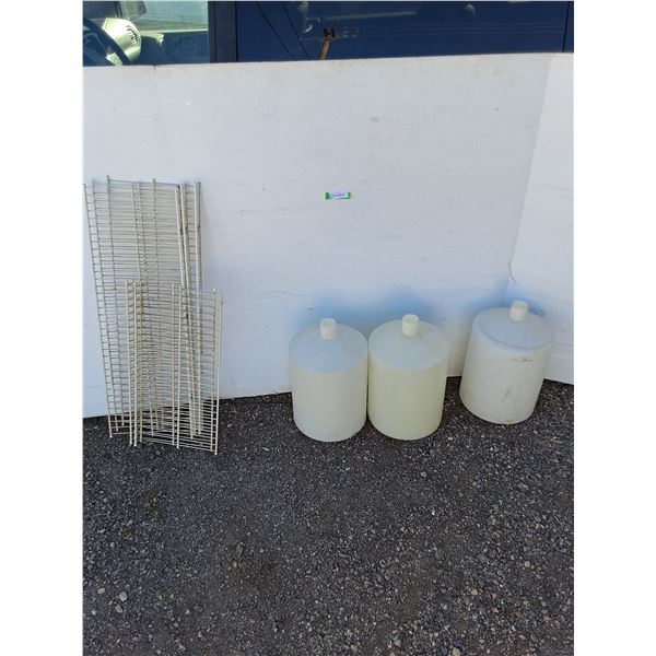 **Wire Shelving As-Is, (3) White Plastic Jugs No Shipping