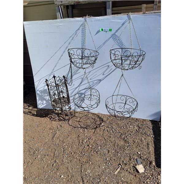 **4 Tier Metal Hanging Planters & Hanging Candle Holder 44"- Can't Ship