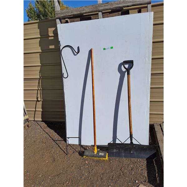 **Shephard's Hook Plant Hanger 64", Metal Shovel & Broom- Can't Ship