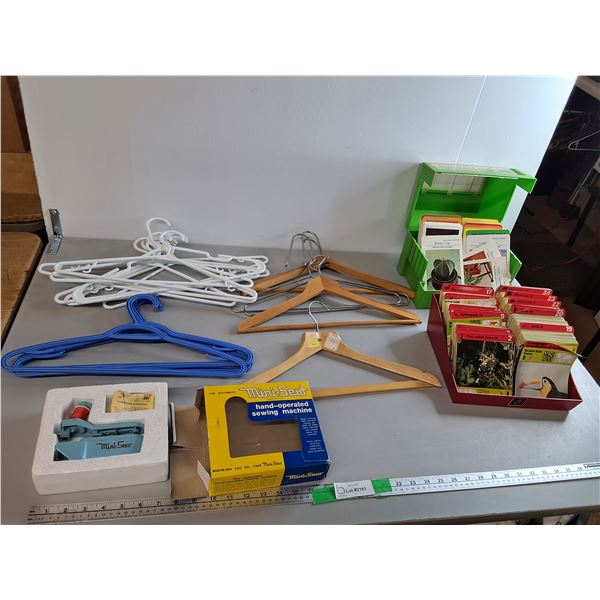 Clothes Hangers, Nature Cards, Hand-Operated Sewing Machine