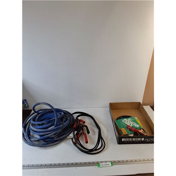 Blue Hose 3/8" Wide 300 PSI, (2) Booster Cables All Untested As-Is