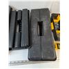 Image 5 : (3) Open Plastic Toolboxes, (1) Yellow Level, Stanley Sortmaster with Nails, Screws, Misc