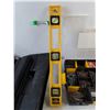 Image 7 : (3) Open Plastic Toolboxes, (1) Yellow Level, Stanley Sortmaster with Nails, Screws, Misc