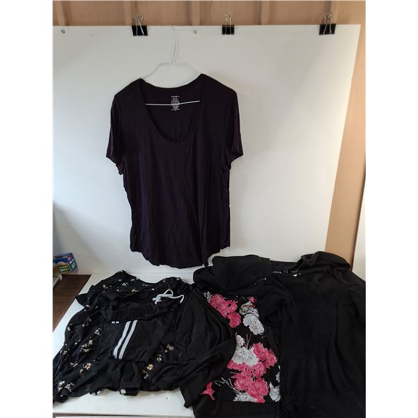 (3) Women's Shirts, (1) Sweatshirt, (1) Shirt with Hood, (1) Pairs of Trackpants, Sizes XXL,