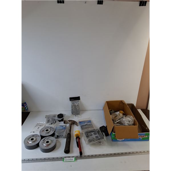 (15) Grinding Disks, Claw Hammer, Outlet Wall Plate Covers, Misc