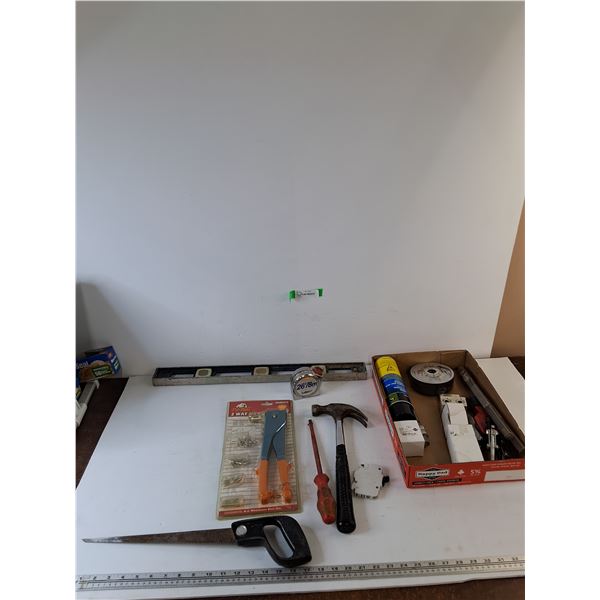 Keyhole Hand Saw, 2 Way Hand Riveter Sealed, Claw Hammer, Level, Breaker Switch, Misc