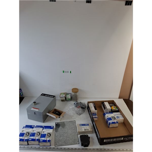 (4) Intermatic Photo Control Mounts,(2) Circuit Breakers, (3) Screw Containers,