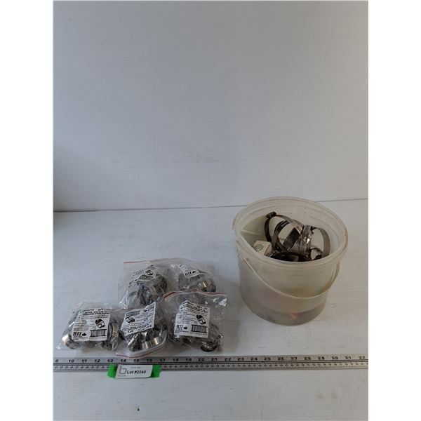 Assorted Steel Clamps, Plastic Bucket As-Is