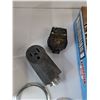 Image 4 : Assorted Electrical Parts, Plugs, Breaker Switches, (2) Metal Outlet Covers