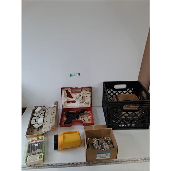 Assorted Electrical Parts, Wire Lugs, Breaker Switches, Soldering Gun Untested As-Is, No Shipping