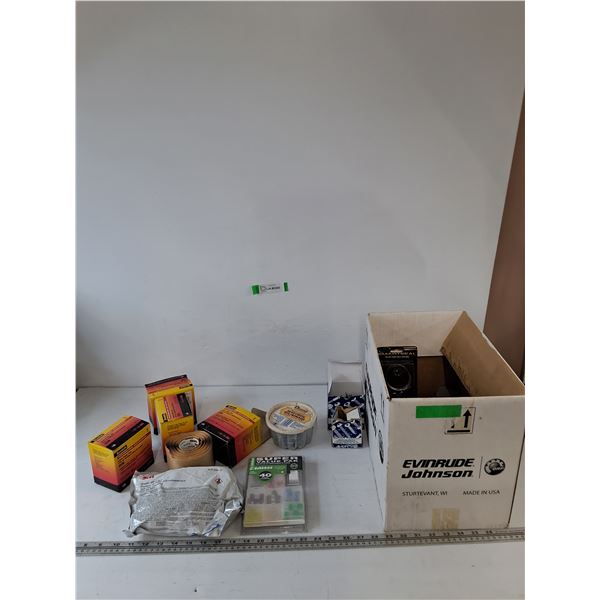 (4) Rubber Mastic Tape Rolls, Sheath Wrap Roll, Mini Fuse Kit, (1) Screw Box, Misc