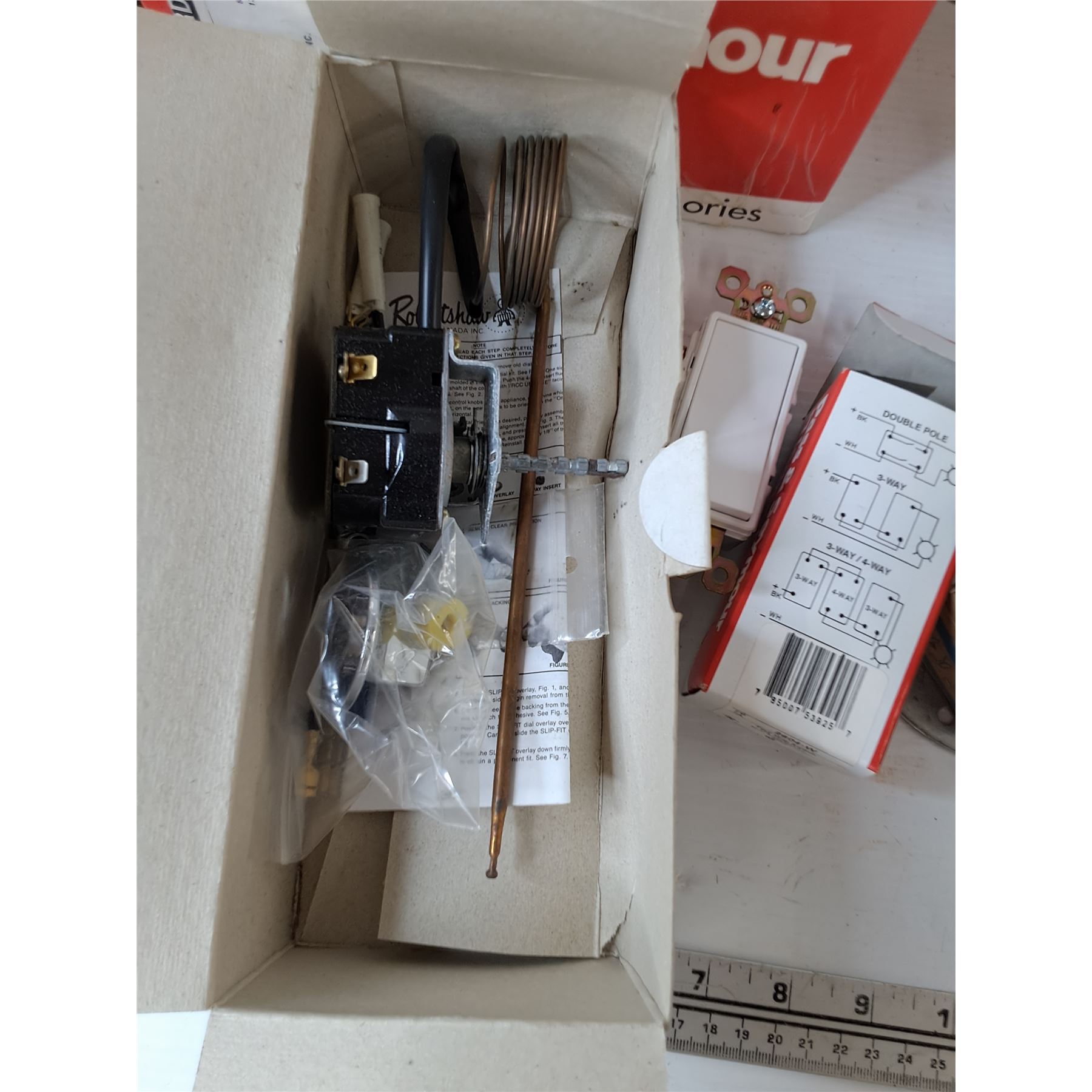 Assorted Electrical Equipment, Fuses, Washers, Lightswitches, Conduits ...