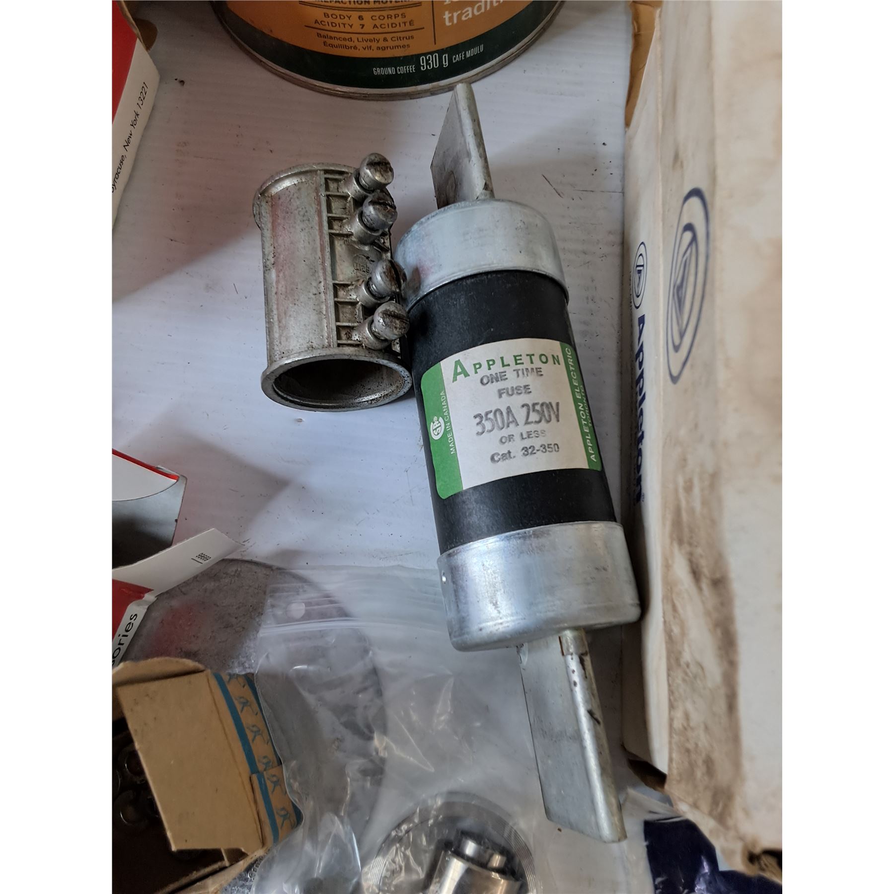 Assorted Electrical Equipment, Fuses, Washers, Lightswitches, Conduits ...