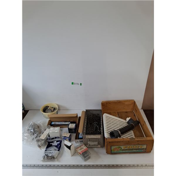 Assorted Screw Types with Boxes, Ballast Semi Conductor, Wire Holders, Bolts, Misc