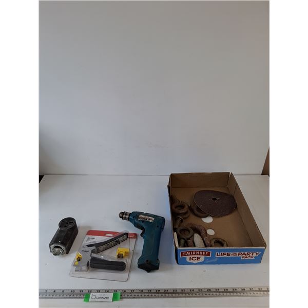 Threaded Lifting Eye Bolts Anchor Shackles, Grinding Disc, Makita 10mm Cordless Drill Untested As-Is
