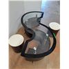 Image 5 : *Glass Coffee Table w/ Footstools - 52 x 34 x 17.5", Pickup Only