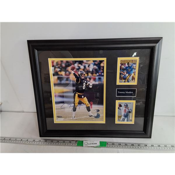 Framed Tommy Maddox Autographed Photo & Collector Cards 18.5" x 15.5",Cannot Authenticate