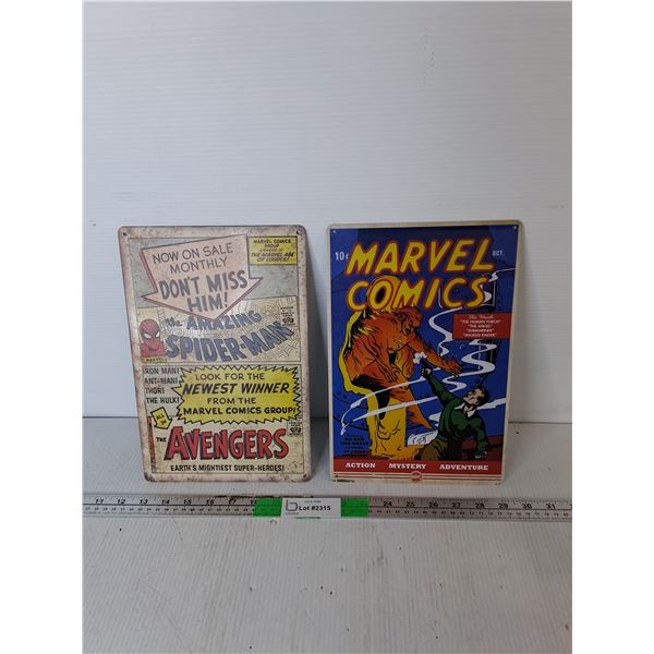 Marvel Comics & Spider-man Metal Signs 11.75" x 7.75"