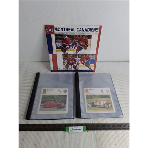 (16) Vintage Car Pictures in Folders, Sealed 2004 Montreal Canadiens Calendar