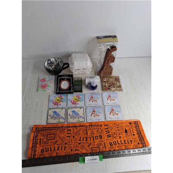 Sealed Coasters, Hanging Picture Frame, Large Mug, Air Wick, Bandanas, Shelf Brackets, Misc.