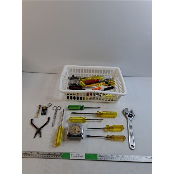 Assorted Tools, Screwdrivers, Pliers, Tape Measure, Misc