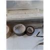 Image 3 : (2) Storage Containers with Various Tapes and Garden Tools