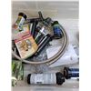 Image 7 : (2) Storage Containers with Various Tapes and Garden Tools