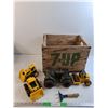Image 1 : (4) Heavy Machinery Toys, 7 Up Wooden Crate
