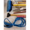 Image 2 : (4) Extension Cords As Is, Various Garden Tools, (4) Rubbermaid Waste Baskets