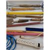 Image 3 : (4) Extension Cords As Is, Various Garden Tools, (4) Rubbermaid Waste Baskets