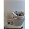 Image 6 : (4) Extension Cords As Is, Various Garden Tools, (4) Rubbermaid Waste Baskets