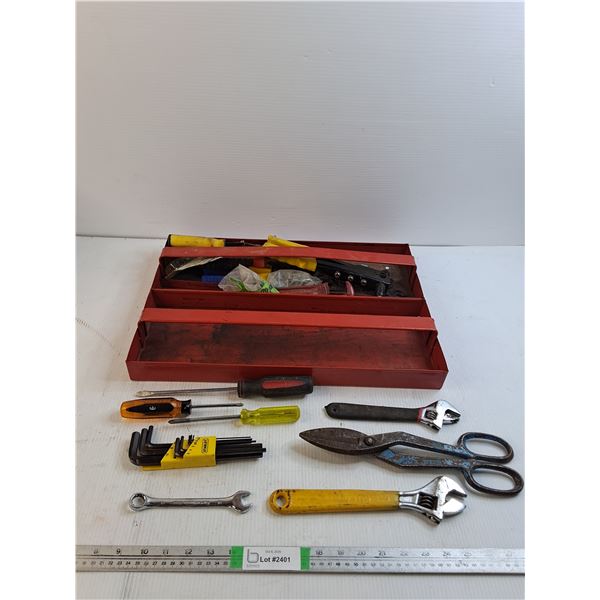 (2) Metal Toolboxes, Various Screw Drivers, Wrenches, Tools