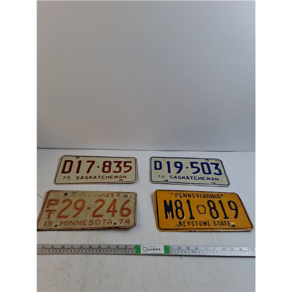 (4) Saskatchewan, Minnesota, Pennsylvania License Plates