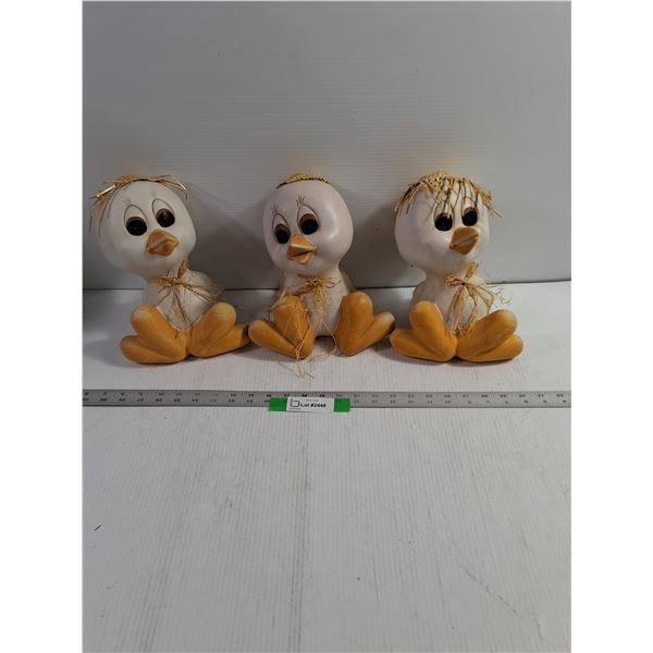 (3) Clay Gooselings Outdoor Decor