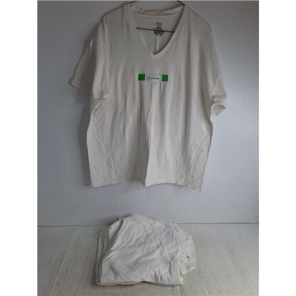 (5) Hanes White V-Neck Undershirt - XL