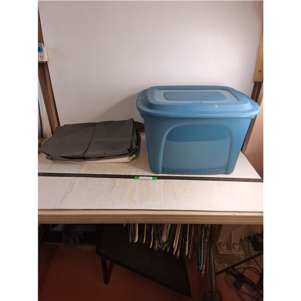 (3) Garment Bags & Type A Plastic Storage Bin - 19x15x14", Pickup Only