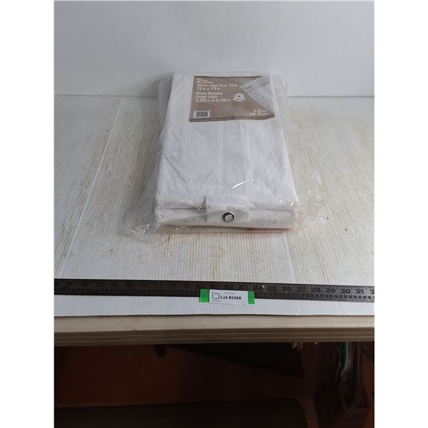 (2) White Light Duty Tarps - 12x14' - Sealed