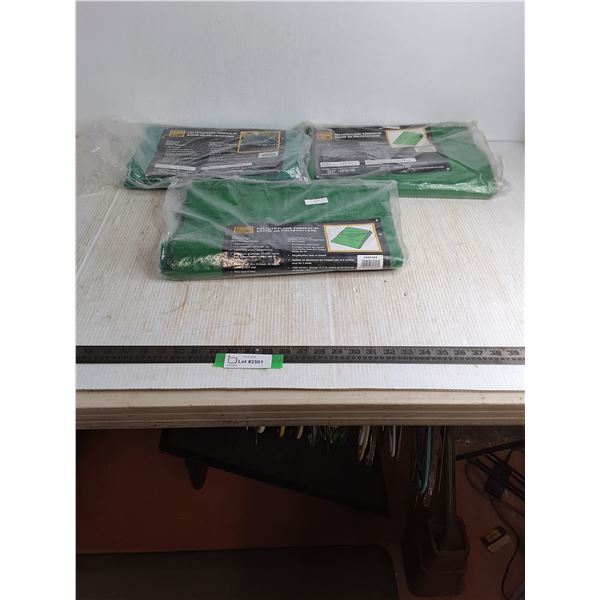 (3) Green Power Fist Tarps - (1) 5x7' & (2) 6x8'