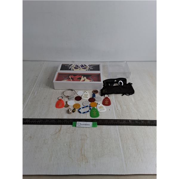 (2) Anime Battery Lamps, AA Tokens & Keychains, Kaliyadi Sunglasses