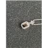 Image 2 : 18" Metal Chain w/ Rectangular Pendant & Black Stone