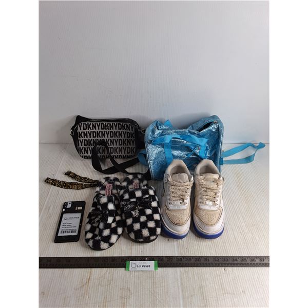Nike Size 7 Women's Sport Shoes, Juicy Couture Slippers, Fashion Bags, Cell Phone - As is