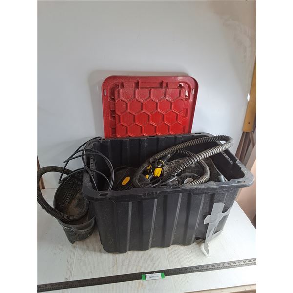 Laguna Waterfall & Filter Pump - Untested, As is, Tuff Storage Bin - Damaged - Cannot Ship