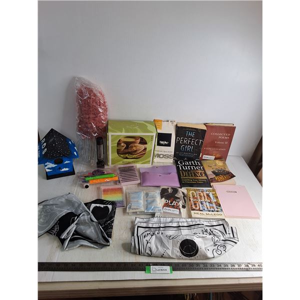 Books, Bird House, Beauty Aids, Scarves, Matcha Tea Set, Misc.