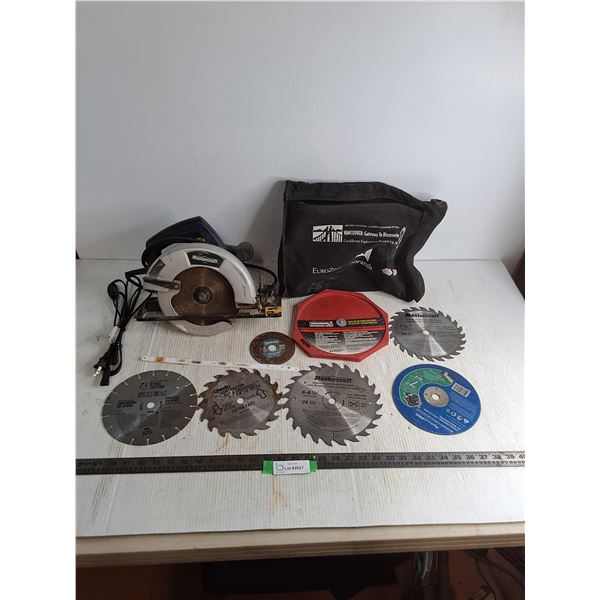 Mastercraft Circular Saw - Tested, Assorted Saw Blades, Tote, Electrical Cord